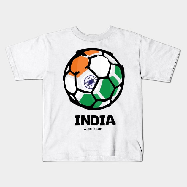 India Football Country Flag Kids T-Shirt by KewaleeTee